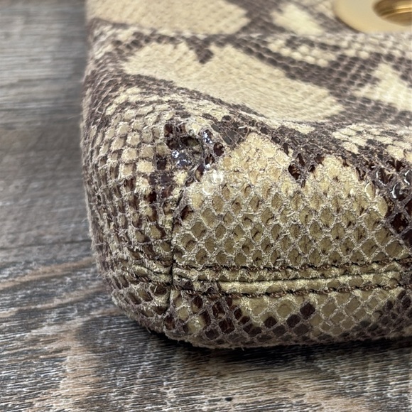 Michael Kors BERKLEY Leather Snake Skin Embossed Clutch -Dark Sand - Picture 10 of 13